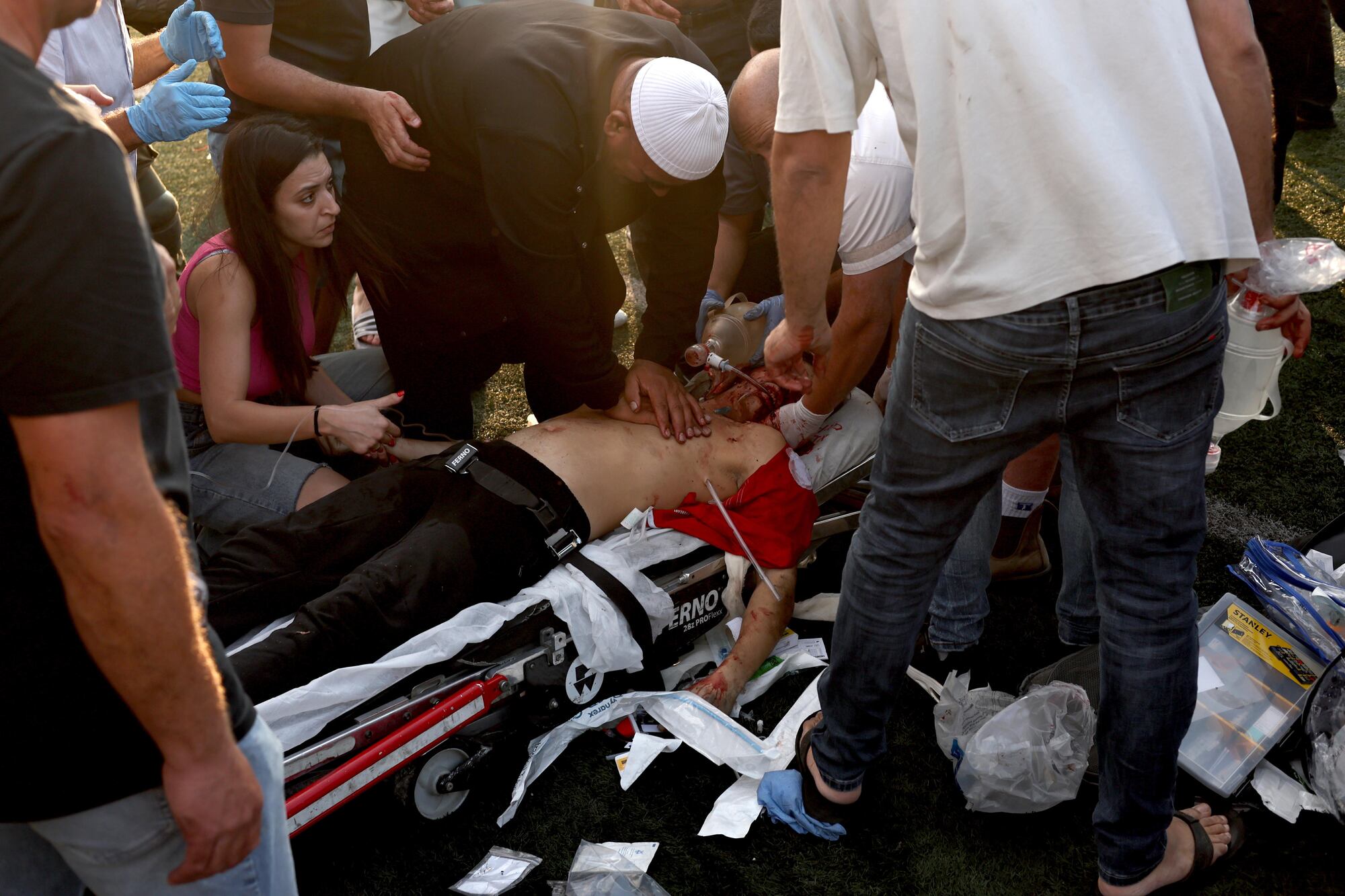 Majdal Shams (--), 27/07/2024.- ATTENTION EDITORS: GRAPHIC CONTENT
The site where a projectile hit a playground in Druze, Majdal Shams, in the annexed Golan Heights, 27 July 2024. According to the Israel Defence Forces (IDF), a rocket launched from Lebanon toward Majdal Shams caused multiple civilian casualties, including children. Approximately 30 projectiles were identified crossing from Lebanon, the IDF said. (Líbano) EFE/EPA/ATEF SAFADI