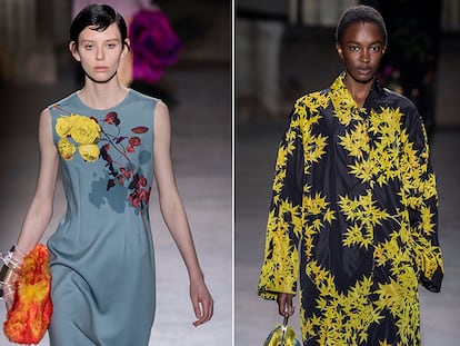 Pieles y flores en el jardín otoñal de Dries Van Noten