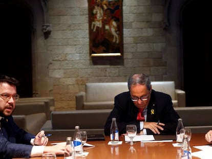 Reunió de Torra amb els alcaldes de les capitals, aquest dissabte.