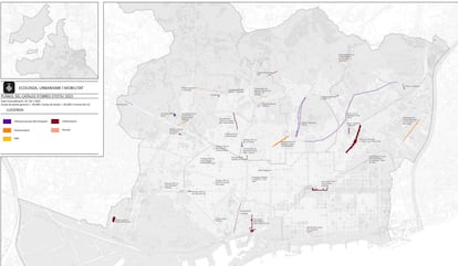 El mapa de obras de este verano del Ayuntamiento de Barcelona.