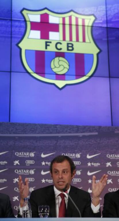 Sandro Rosell, durante coletiva de imprensa.