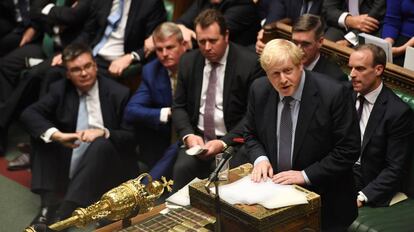 El primer ministro británico, Boris Johnson, en el Parlamento, el pasado 19 de octubre.