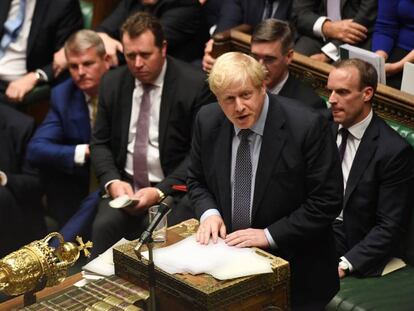 El primer ministro británico, Boris Johnson, en el Parlamento, el pasado 19 de octubre.