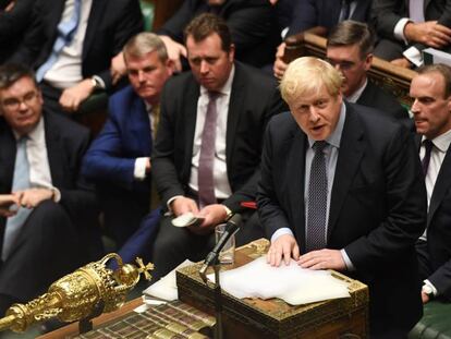 El primer ministro británico, Boris Johnson, en el Parlamento, el pasado 19 de octubre.