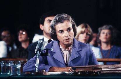 Sandra Day O'Connor, en una comparecencia en el Senado en septiembre de 1981 con motivo de su nombramiento.