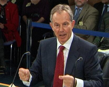 El ex primer ministro británico, Tony Blair, durante su comparecencia en la comisión sobre la invasión de Irak.