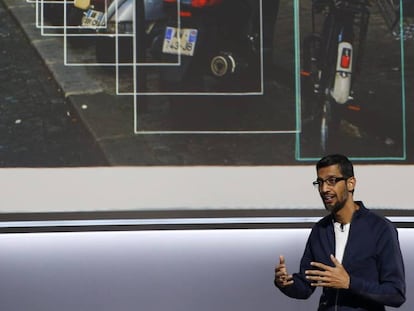 Google CEO Sundar Pichai during a conference on artificial intelligence.