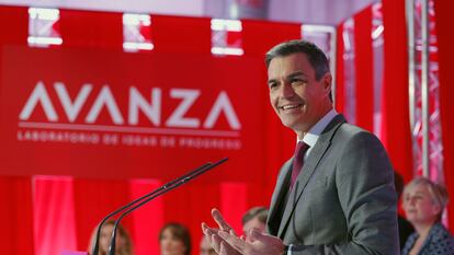 Pedro Sánchez, durante la presentación de la Fundación Avanza, este miércoles en Madrid.