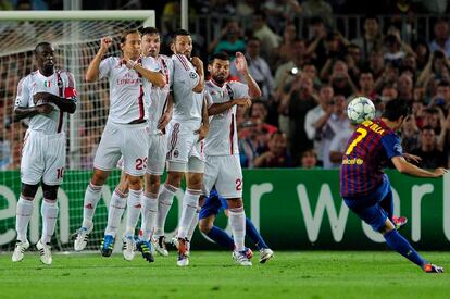 Villa ha adelantado al Barcelona en el marcador con un gol de falta directa.