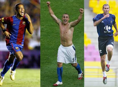 Ronaldinho, Cannavaro y Zidane, de izquierda a derecha.