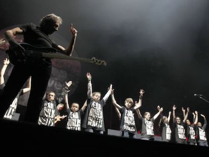 Roger Waters en la presentaci&oacute;n del espect&aacute;culo &#039;The Wall&#039; en Madrid en 2011.
