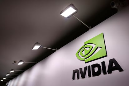 Logotipo de la tecnológica Nvidia en la feria Computex en Taipei (Taiwan).