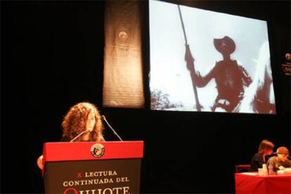 Lectura del <i>Quijote</i> ayer en el Círculo de Bellas Artes de Madrid.