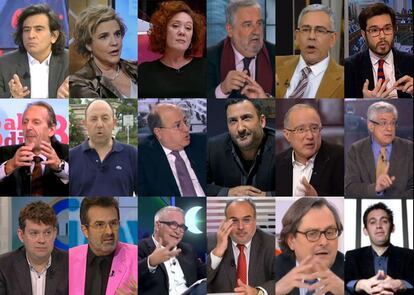 <p>En un any marcat pel debat sobiranista, el periodista i escriptor <a href="http://cat.elpais.com/autor/cristian_segura/a/2" target="_blank">Cristian Segura</a> ha perfilat una bona llista de tertulians. 'El procés és una gran tertúlia', on Pilar Rahola és la mare carabassera; López Burniol, el senyor d’ordre; Toni Bolaño, el destraler de barri, i Cristina Fallarás, l’opinadora amb Tranxilium. Xavier Bru de Sala és l’intel·lectual de tota la vida, Toni Aira representa el somni americà i Paco Marhuenda és l’aneguet lleig. Toni Soler fa d’apuntador de l’imaginari col·lectiu, Xavier Sardà és el federalista que cau simpàtic i Francesc-Marc Álvaro va pentinat amb els rínxols a la dreta.</p> <p><a href="http://cat.elpais.com/cat/2015/02/04/album/1423054410_920198.html#1423054410_920198_1423054759" target="_blank">Llegiu tots els perfils dels tertulians</a></p>
