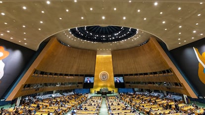 Gabriel Boric se dirige a la 79ª Asamblea General de las Naciones Unidas en la sede de Nueva York, el 24 de septiembre.