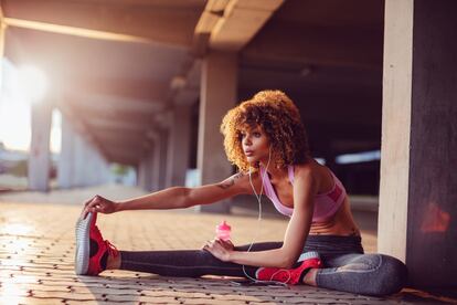 Young woman stretching