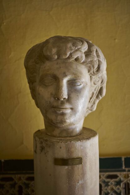 Cabeza de Fauno, una de las piezas romanas de la colección de Carlos Miguel, 14º duque de Alba que decoran el jardín arqueológico que creó en el interior del palacio el padre de Cayetana de Alba.