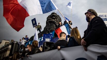 Manifestação da Génération Identitaire, em 20 de fevereiro em Paris.