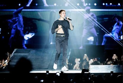 Justin Bieber, durante un concierto en el estadio Telia Parken en Copenhague, el 2 de octubre de 2016.