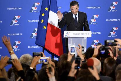 Fillon, depois de votar no domingo.