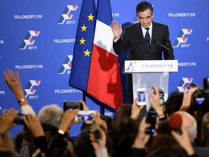 Fillon, depois de votar no domingo.