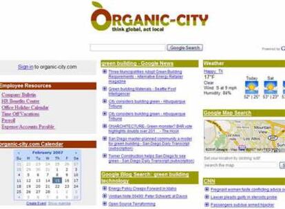 Imagen de la página de inicio de Google Apps en Organic-city, una empresa ficticia