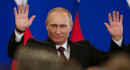 El presidente Vladímir Putin este martes después de firmar la anexión de Crimea a Rusia.