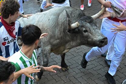 Astado de José Escolar, durante el sexto encierro de los Sanfermines. 
