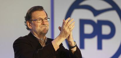 El presidente del PP y del Gobierno en funciones, Mariano Rajoy, durante su intervención en un acto del partido en Salamanca.