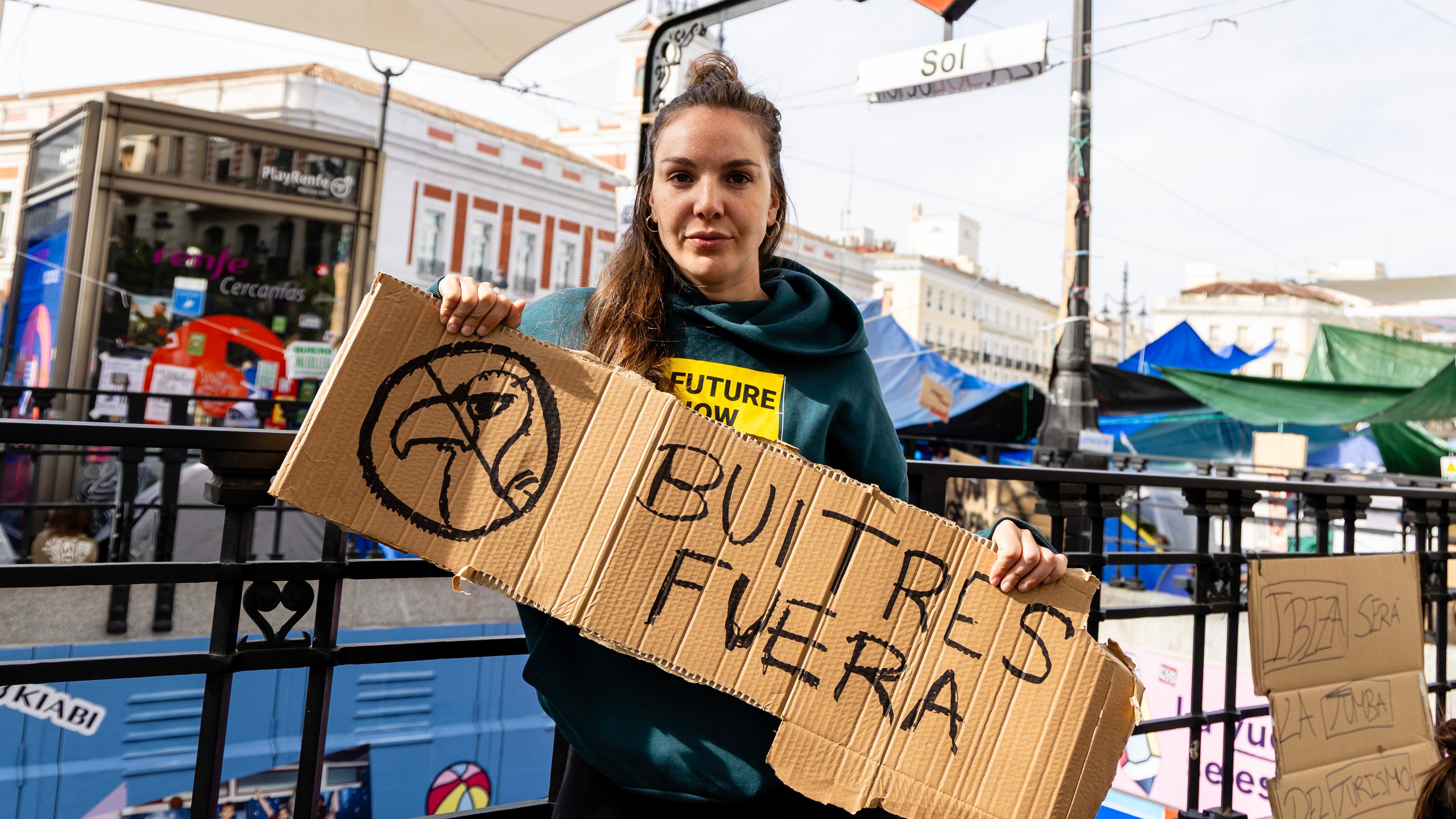 Inés Hernand, este jueves en la acampada de la Puerta del Sol.