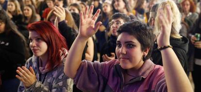 Acte feminista a Madrid per preparar la vaga del 8-M.