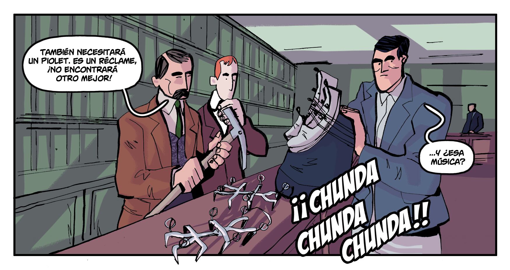 Andrés Espinosa, escogiendo crampones para sus abarcas. César Llaguno.