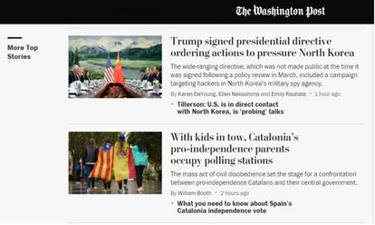 El 'Washington Post' destaca la posición de padres e hijos de atender a votar el 1-O.