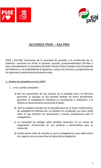 Acuerdo PNV- PSOE