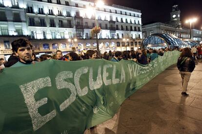 Protesta en 2011 en Madrid en contra de los recortes educativos y en defensa de la escuela pública.