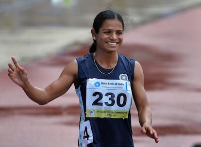 La atleta Dutee Chand, en una competici&oacute;n en 2013.