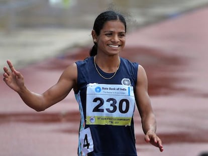 La atleta Dutee Chand, en una competici&oacute;n en 2013.