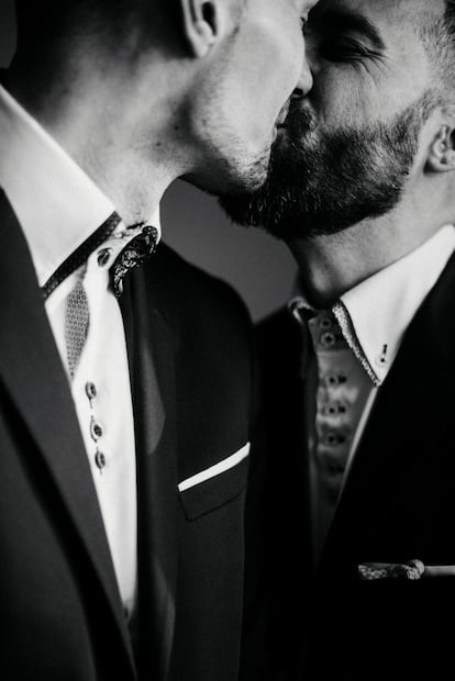 Dani y Pablo en su boda en Huesca.