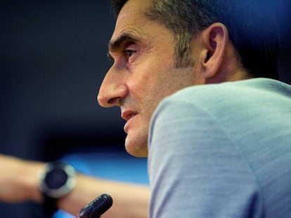 Ernesto Valverde, durante una conferencia de prensa. 
