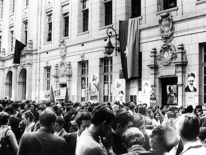 Estudiants a la Sorbona de Par&iacute;s el maig del 68.
