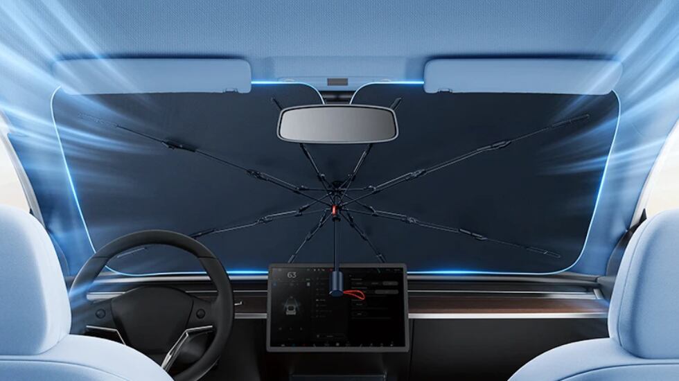 Parasol plegable para el coche con protección UPF50+.