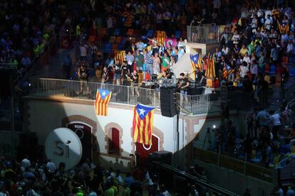 Vista del Tarraco Arena donde se celebra un acto unitario del independentismo en favor de la celebración de un referéndum el 1 de octubre. 