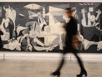 A obra ‘Guernica’, de Pablo Picasso, durante a apresentação da exposição ‘Piedade e Terror em Picasso: o Caminho até Guernica’, nesta segunda-feira, em Madri.