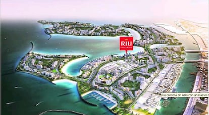 Maqueta de las futuras Deira Islands, que acogerán el hotel de Riu en Dubai.