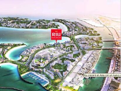 Maqueta de las futuras Deira Islands, que acoger&aacute;n el hotel de Riu en Dubai.