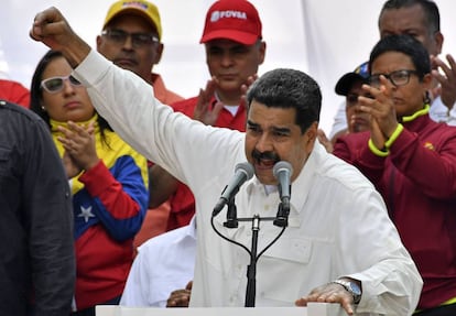 Nicolas Maduro durante una conferencia en el Palacio de Miraflores, Caracas.