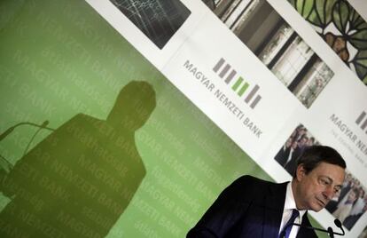 Draghi, en un acto en el banco central de Hungría.