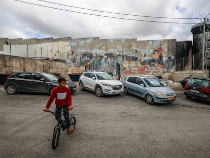 The Israeli wall surrounding the West Bank, in the Aida refugee camp in Bethlehem, November 12.