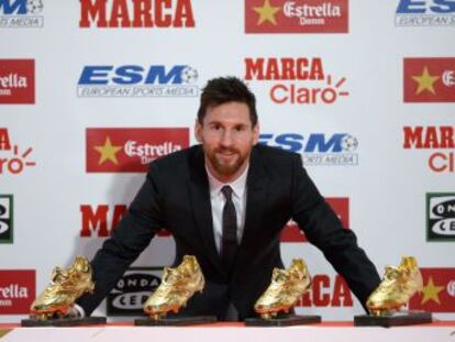 El delantero argentino recibe su cuarta Bota de Oro, la sexta de un jugador con la camiseta del Barcelona