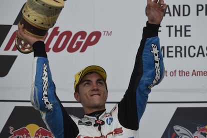 Maverick Viñales celebra la victoria en el GP de las Américas